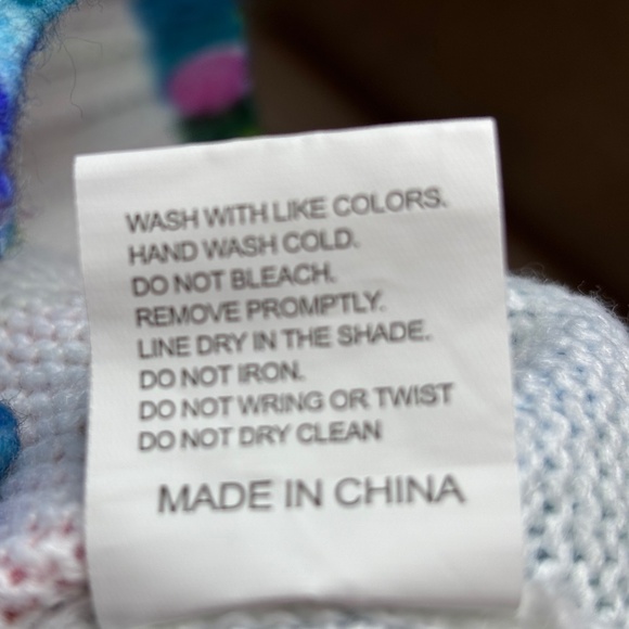 Blue Pink Art To Wear Vibrant Floral Cardigan Sweater Women's Size Large - Picture 12 of 12